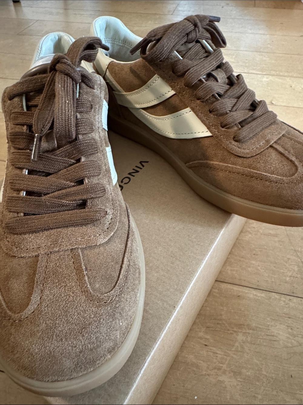 Vince Elmwood Oasis Sneaker in Brown with White Stripe